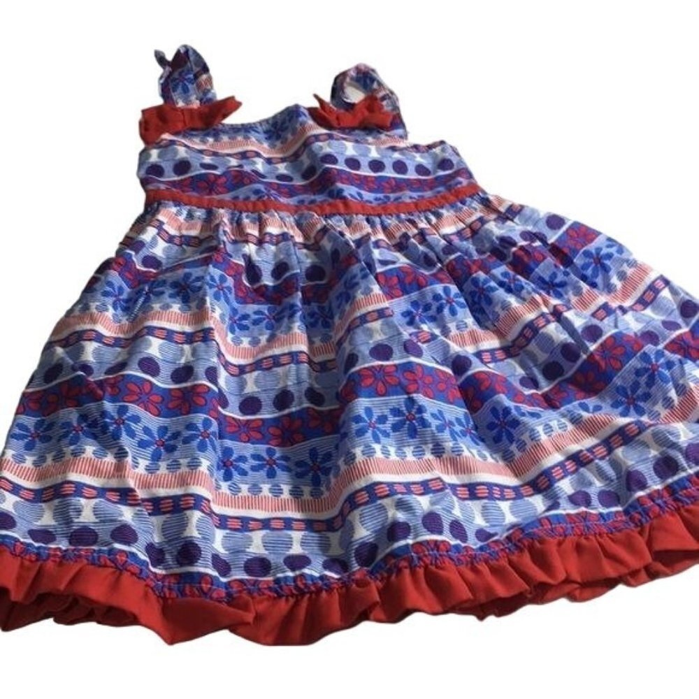 Nannette Girls Dress Red/White /Blue SZ 5